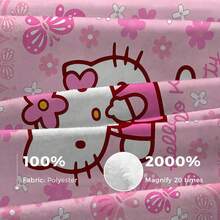 SANRIO Chăn nỉ mềm mại với họa tiết hoa Hello Kitty dễ thương, nền màu hồng, hình Hello Kitty ở trung tâm đội vòng hoa, bao quanh là bướm và hoa, mang lại sự ấm áp và mềm mại, thích hợp cho ghế sofa, giấc ngủ trưa, trang trí giường ngủ. - Nhiều màu - Xem 10