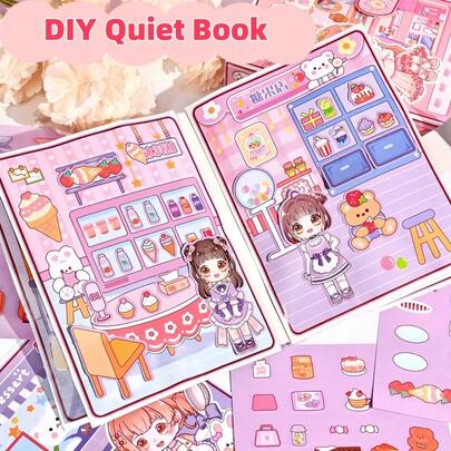 小漫先生的日常生活无声书，无需裁剪，可爱女孩场景装饰贴纸，DIY手工，开学季，DIY贴纸爱好者，日常装饰手工创作