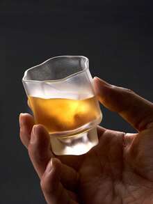 1个迷你扭纹玻璃杯，不对称高品质创意设计茶杯，磨砂表面酒杯，家用茶杯，功夫茶具，派对果汁杯 - 彩色 - 查看 4