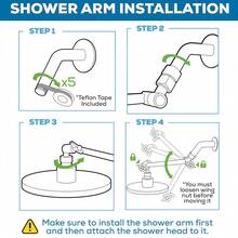 1pc Adjustable 304 Stainless Steel Shower Head Holder - 11 Inch Extendable Arm With Serrated Extension Rod, Suitable For Kitchen And Bathroom - A - View 5