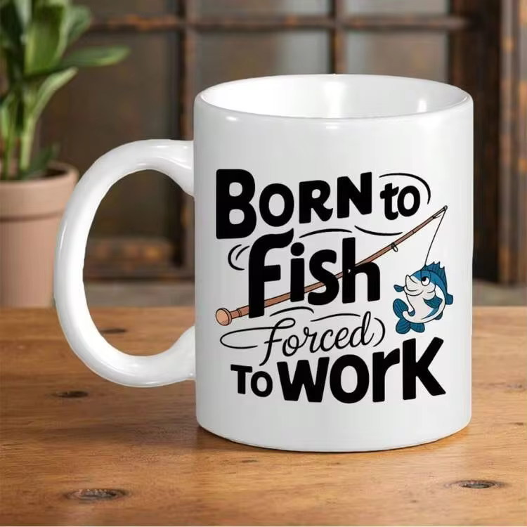 11 Oz Ceramic Coffee Mug With A Humorous Cartoon Blue Fish Design, Ideal For Christmas, Halloween, Thanksgiving, Birthdays, And Holidays. Hand Wash Only. Great For Home, Reading, And The Office. Coffee Lover Mug, Large Coffee Mug, Large Tea Mug. Gift - White - View 1