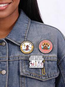 1Set ANTI HUMAN GOD&DOG Brooch Enamel Pins GOD IS GREAT DOGS ARE GOOD AND PEOPLE ARE CRAZY Brooches Clothes Lapel Badge Jewelry Gift - Multicolor - View 3