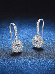 BLOVEMEE Bộ 2 bông tai bạc 925 cao cấp, tinh tế, đính 2 viên đá Moissanite 0.5 carat, thích hợp cho nữ giới đeo hàng ngày, dự tiệc, đi nghỉ mát, làm quà tặng Ngày của Mẹ, Giáng sinh, kỷ niệm ngày cưới, sinh nhật. - Bạc - Xem 2