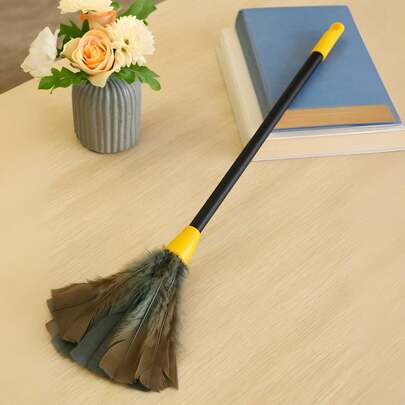 Espanador Pó Penas Naturais 50cm Anti-Risco Para TV Cristais e Decoração