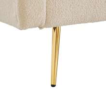 [Sleeping Function] 2-Seater Sofa Bed - Modern 2-Seater Sofa With Adjustable Backrest And Gold Metal Legs, Integrated Bed Function. Multifunctional 2-In-1 Furniture. - Beige - View 6