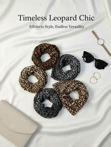 1件豹纹双面帽/围脖，保暖舒适，适合寒冷冬季穿着，也适合日常外出。 - 彩色 - 查看 7