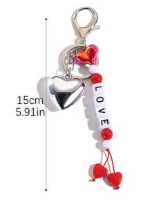 1pc "LOVE" Letter Beaded Heart Keychain Pendant, Creative Keychain Decor, Pendant Included, Gift For Friends, Family, Valentine's Day, Birthday, Holiday, Party Accessories - Multicolor - View 6