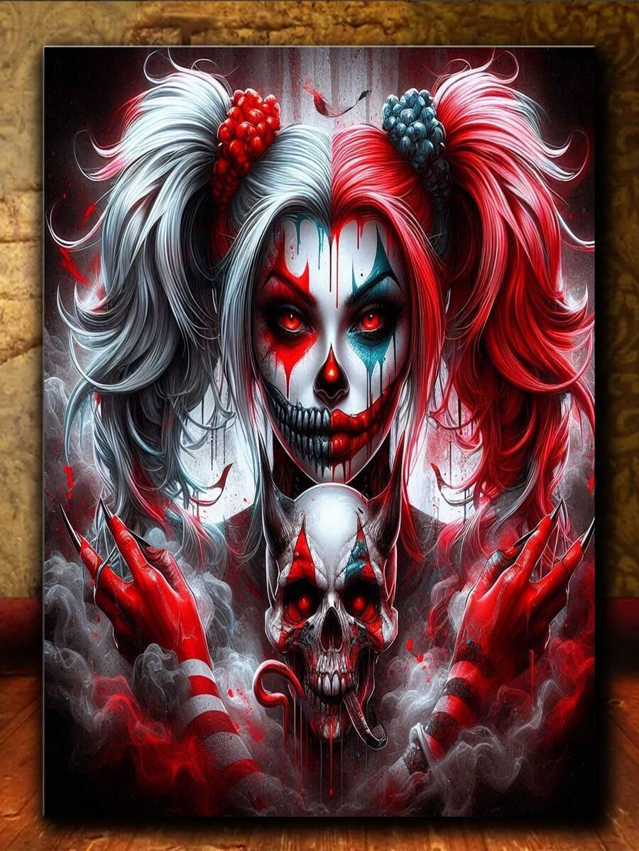 Gothic Clown Girl 5D Diamond Painting Kits For Adults, Diamond Art Diamond Painting Full Drill Crystal Rhinestone Embroidery Craft Kits For Home Wall Decor Gifts - Multicolor - View 1