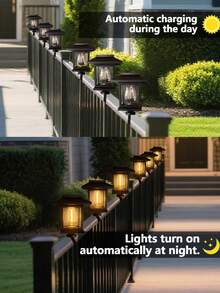 2/6个太阳能迷你房屋围栏灯，适用于花园、庭院、公寓阳台、蹦床以及圆形或方形围栏，这些围栏灯可为任何户外空间提供多样化和美丽的照明效果。 - Warm light - 查看 9