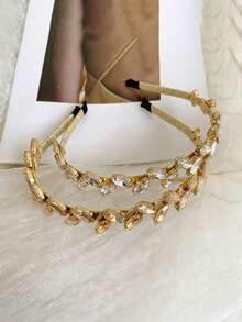 1件水晶水钻缠绕发箍，优雅法式发圈，百搭派对头饰 - 彩色 - 查看 5