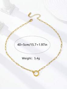 1 Pc 18K Gold Plating Stainless Steel Carabiner Chain Necklace With Heart Bow Moon Flower Pendant, Interchangeable DIY Charm Necklaces, Water Proof - Multicolor - View 11
