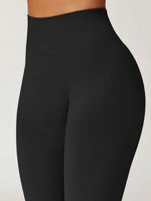 Yefecy Women's Flare Yoga Pants, Seamless Butt Lifting Workout Leggings With Hidden Wrinkles - Black - View 3