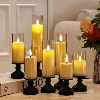 1pc LED Electronic Candle Light, Candle Holder Tube Electronic Candle, Battery Powered (Battery Included) Flameless Candle Light, Decorative Candle, Indoor Tabletop Decor, Wedding Party Decor Candle Light, Tabletop Decor Candle Light, To Create Holiday Atmosphere, Suitable For Holiday Decoration, Party, Home Decor, Party, Any Occasion, Valentine's Day, Festival