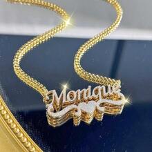 Customized Name Double Layer Necklace Cuban Chain Crown 3D Name Pendant Necklace Summer Daily Accessories Suitable For Birthday Gifts - Multicolor - View 5