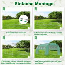 LILIIN Szklarnia foliowa 3 x 2/4/6/8 x 2 m, pomidorownia z ocynkowaną ramą stalową, szklarnia foliowa z oknami i drzwiami zamykanymi na zamek, szklarnia ogrodowa do warzyw i roślin, zielona - 3x4m - Zobacz 8