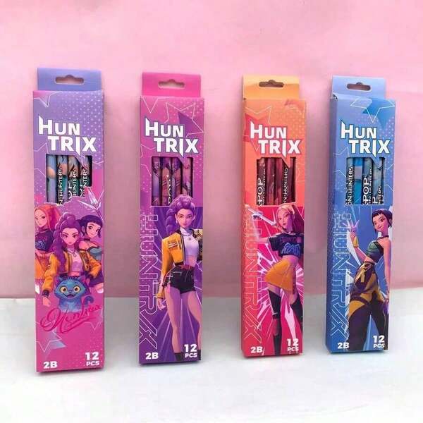 12支装 K-POP 女团 2B 铅笔，学生书写文具，素描绘画铅笔，幼儿园练习写字铅笔，学生奖品