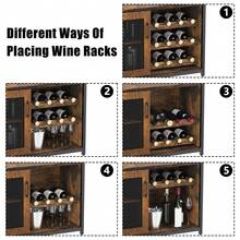 Mueble Bar de Vino 3 Niveles con Estante para Copas y Almacenamiento Multifuncional para Sala y Comedor - Marrón - Ver 4