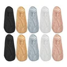 5/10 Pairs Women Peacock Plume Lace Boat Socks Summer Slippers Non-Slip Breathable Lace Invisible Fashion Sexy Non-Slip Cool Thin Sock - Multicolor - View 14