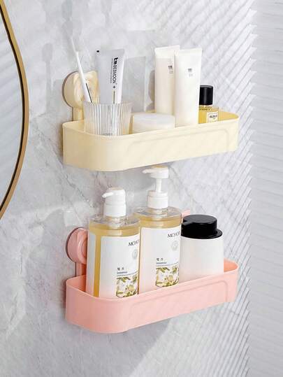 1 Suction Cup Storage Rack, Bathroom Toiletries Counter, Holeless Wall Hanging Rack, Cosmetics Storage Rack, Kitchen Draining Rack, Storage Rack. 2 Colors Available