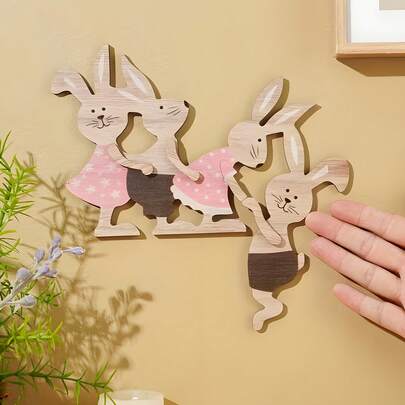 Easter Bunny Shaped Wall Corner Decor, Suitable For Walls, Doors And Windows; Handmade Wooden Craft Home Decor; Door Frame Decoration; Suitable For Indoor And Outdoor Celebration And Party; Gift Decoration; Suitable For Placing In Corners, Door Frames, Windowsills And Easter Party Decorations; Beautiful Easter Bunny Decorations; Easter Gifts; Easter Decorations