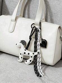 Móc khóa hình chó đốm Dalmatian thủ công, mặt dây chuyền hình chó hoạt hình với dây bện và mặt hình trái tim, phụ kiện dễ thương cho ba lô và móc khóa xe hơi, món quà hoàn hảo cho người yêu động vật. - Nhiều màu - Xem 1