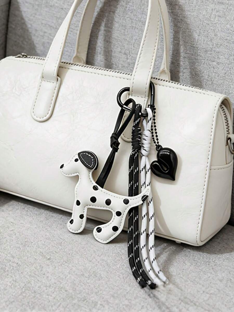 Móc khóa hình chó đốm Dalmatian thủ công, mặt dây chuyền hình chó hoạt hình với dây bện và mặt hình trái tim, phụ kiện dễ thương cho ba lô và móc khóa xe hơi, món quà hoàn hảo cho người yêu động vật. - Nhiều màu - Xem 1