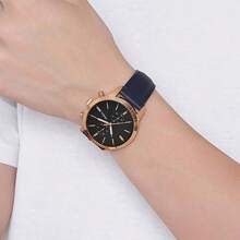 Fossil 男士石英皮革三针腕表，不锈钢表壳/防刮玻璃 FS5436 - 藍色 - 查看 6