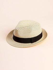 1 Mũ chống nắng bằng rơm trơn cho trẻ em và trẻ nhỏ Unisex, Mũ thường ngày hàng ngày cho mùa Xuân Hạ Thu - Màu be - Xem 7