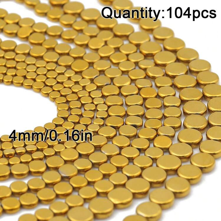 53/70/104颗多色赤铁矿扁珠，DIY首饰制作、串珠、手工配件、友谊礼物、家居装饰、小饰品 - 彩色 - 查看 9