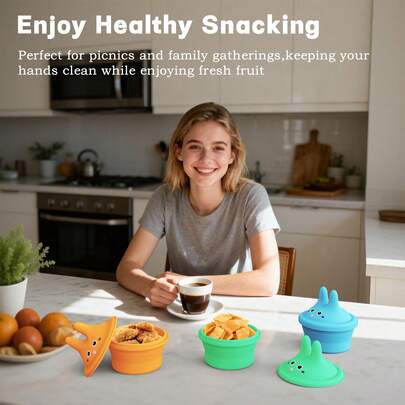 可重复使用的翻盖零食盒 - 防漏午餐/零食盒，可冷冻，是郊游、露营、办公室午餐的理想之选 - 节省空间的可堆叠设计，非常适合盛放糖果、蘸酱、调味汁和零食