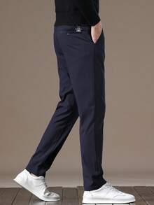 男士字母刺绣口袋直筒休闲裤，修身时尚百搭，适合送给丈夫、男友，也适合朋友外出、聚会等场合。 - 寶藍色 - 查看 4