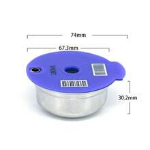 Stainless Steel Refillable Capsule Shell + Silicone Lid, Comes With Spoon & Brush, Reusable For Filling Coffee Powder - Purple - View 6