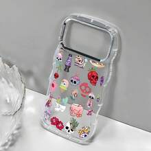Skull Mobile Phone Case Decorated With Colorful Flowers And Sweet Treats Design Suitable For IPhone 16, 15, 14, 13, 12 And 11 Pro Models Made Of TPU Material And Provides Shockproof Protection Perfect For Family Friends Children Birthdays Spring Holidays Boyfriends Girlfriends And Valentine's Day Gifts - 透明CZ33 - 查看 2