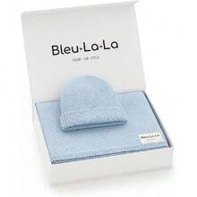 Luxe Collection - Juego de Manta de bebé de Punto 100% orgánico y Gorro (Azul Cielo),41015250 - Champán - Ver 1
