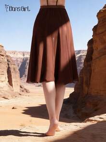 DonsGirl 1pc Women's Elegant Flowing Chiffon Tutu Skirt, Mid-Length Elastic Waist Ballet Princess Party Cosplay Performance Dance Costume - Coffee Brown - View 12