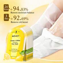 BOVEY Máscara Exfoliante para Pies con Limón y Niacinamida: Exfoliación Suave, Nutrición y Suavidad Intensa | Uso Tras el Baño o Exposición Solar | Regalo de San Valentín 2026 para Novia/Mamá/Amada | Textura Suave para Todo Tipo de Piel Incluyendo Sensibles | 40g*7 Unidades - Exfoliante - Ver 2