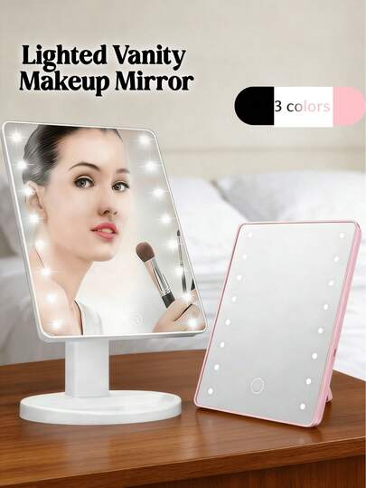 LED Makeup Mirror, Lighted Vanity Mirror With 3 Lighting Modes, Tabletop Makeup Mirror, Dual Power Supply, LED Cosmetic Mirror, Travel Makeup Mirror, Portable Dorm & Office Desk Vanity Mirror
