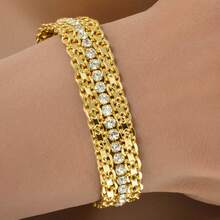 女士时尚水晶手链，适合作为情人节礼物 - 金色 - 查看 3