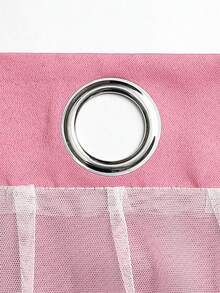 1pc Hollow Star Sheer Curtain, Polyester Lace Double Layer Curtain, Darkening Curtain For Living Room Bedroom, Cute Style - Coral Pink - View 10