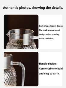 1pc Large Capacity Water Pitcher With Lid And Handle, Hammered Texture, Suitable For Juice, Herbal Tea, Milk, Hot And Cold Beverages, Great For Kitchen, Dining Room, Hotel, Picnic And More - Multicolor - View 10