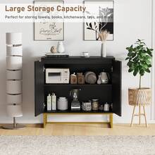 Aparador Moderno de Madera con Puertas Gabinete Buffet con Almacenamiento y Estante Ajustable para Comedor y Sala - Negro - Ver 2