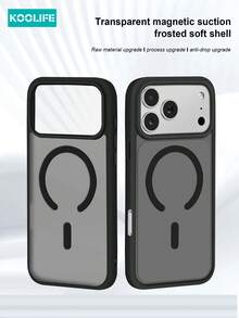 Koolife 1件装苹果17Pro亲肤二合一磁吸手机壳，PC+TPU材质，1.5mm磨砂背板，兼容苹果17ProMax/17/17Pro/17Air/14/14Pro/14ProMax/15/15Pro/15ProMax/16/16Pro/16ProMax/16e - 黑色+蝴蝶配件 - 查看 4