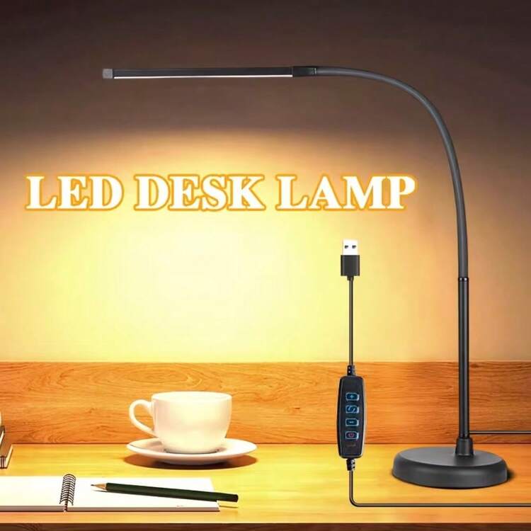 LED Reading Lamp, Dimmable Night Light, With Flexible Gooseneck Lamp Arm, 360° Adjustable, 3 Color Modes And 10 Brightness Levels, Suitable For Home/Office/Drawing/Reading - 3 Colors - View 7