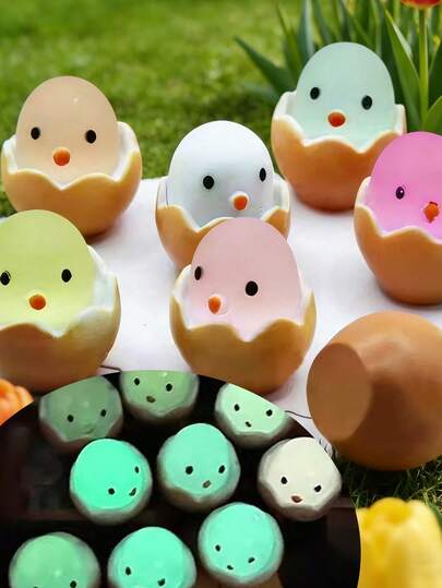 100/50个夜光复活节小鸡树脂摆件 - 可爱创意DIY配件；复活节派对小礼物、复活节彩蛋篮填充物、复活节餐桌摆件、复活节家居装饰、复活节氛围装饰、复活节DIY首饰（手链/耳环/项链）材料、春季花园盆栽装饰、适用于复活节活动DIY装饰、桌面装饰、节日派对礼物