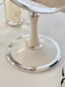 1 Stück vintage ovaler doppelseitiger drehbarer Schminkspiegel für Schlafzimmer/Studentenwohnheim, Geschenkartikel, Reise, Billigartikel, Reiseessentials - Weiss - Übersicht 5