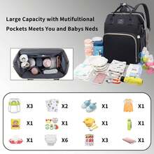 Diaper Bags With Changing Station,900D Oxford Waterproof Diaper Bag Backpack For Moms Dads With USB Charging Port,Large Capacity  Essentials(Ungrade Black) - 黑色 - 查看 5