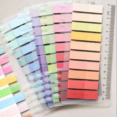 1200 Sticky Notes 200 For Each Type Of 6 Types 1 Package Of Index Stickers Morandi Color Gradient PET Plastic Sticky Notes N Times Sticky Translucent Stickers Student School Supplies Textbook Stickers Back To School