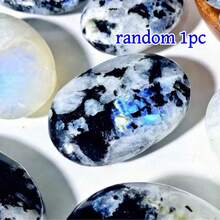 1/4/7颗彩虹月光石水晶石 - 黑色、白色和蓝色抛光宝石，适合家居装饰和节日庆典 | 万圣节、圣诞节、复活节、水晶装饰的理想之选 - 黑白 - 查看 17