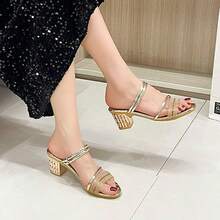 Sandalias de tacón alto para mujeres - Dorado - Ver 6