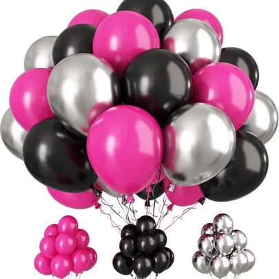 20pcs Metallic Rose Red & Black Balloons Set, Suitable For Wedding, Engagement, Birthday Party, Indoor/Outdoor Decor, Valentine's Day, Graduation, Gender Reveal